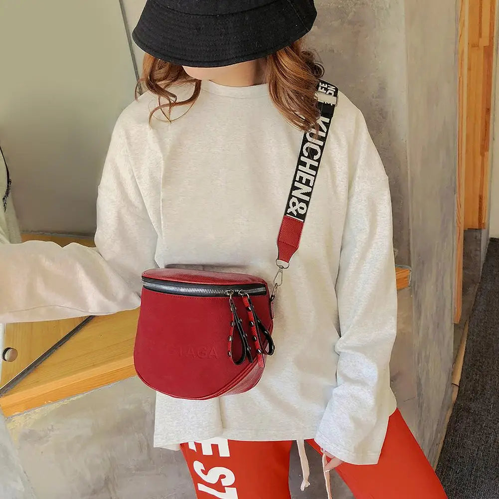 Vintage Semicircle Crossbody Bag PU Leather Shoulder Handbag