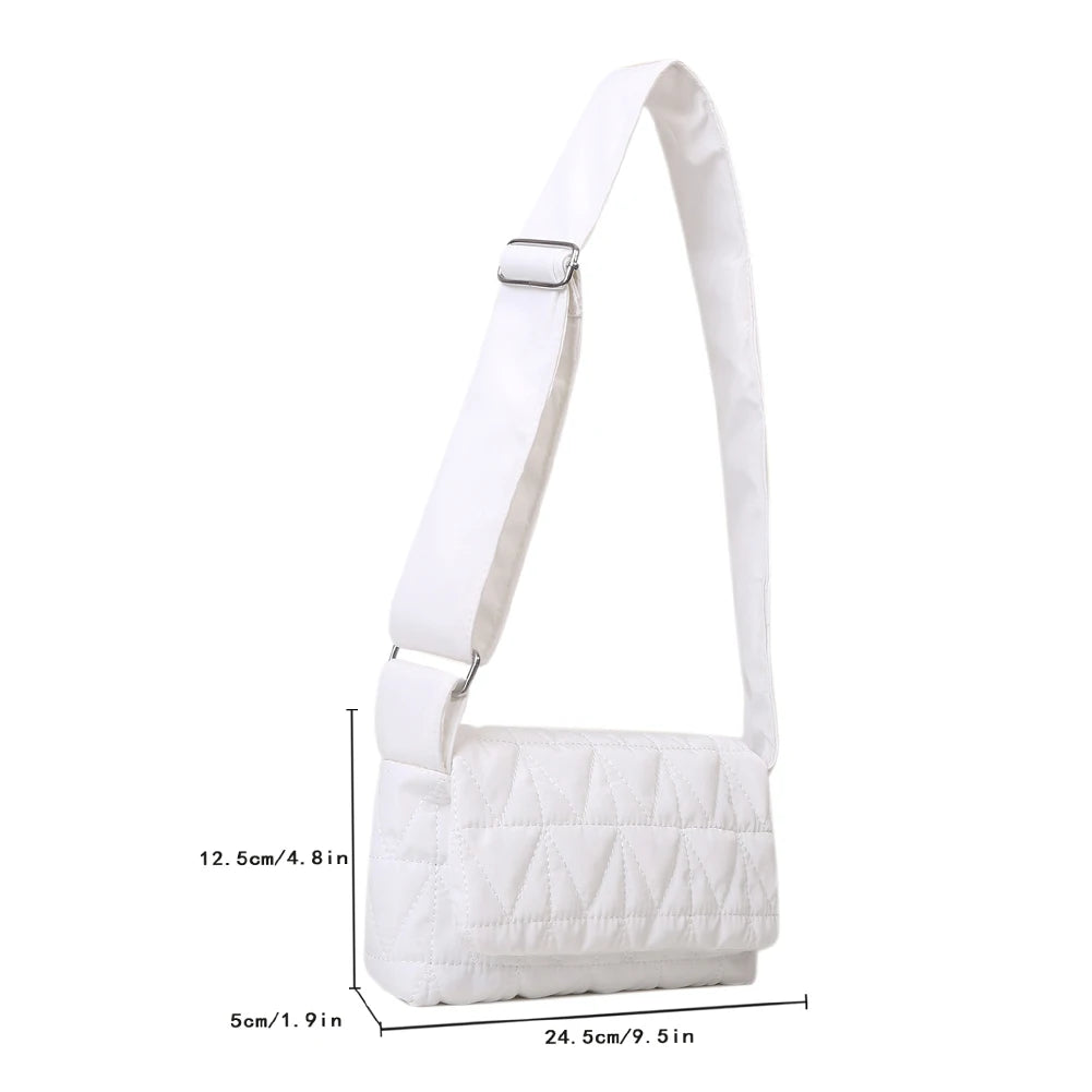 Quilted Rhombus Crossbody Sling Bag Small Square Flap Pocket Wide Strap
