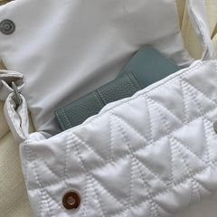 Quilted Rhombus Crossbody Sling Bag Small Square Flap Pocket Wide Strap