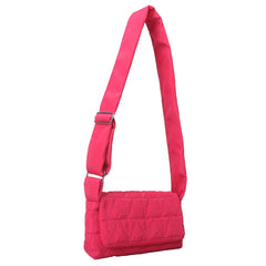 Quilted Rhombus Crossbody Sling Bag Small Square Flap Pocket Wide Strap