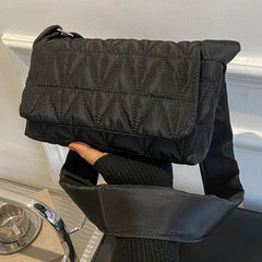 Quilted Rhombus Crossbody Sling Bag Small Square Flap Pocket Wide Strap