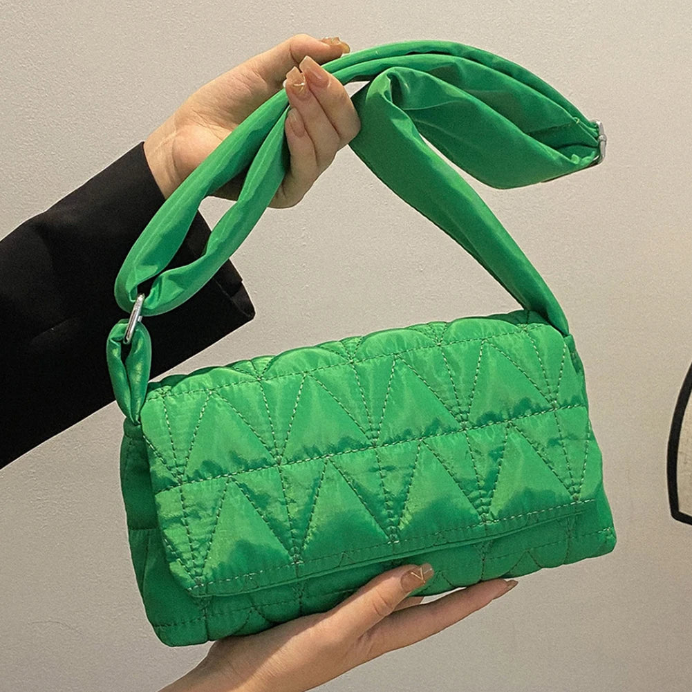 Quilted Rhombus Crossbody Bag Women Handbag Small Square Flap Cotton Padded