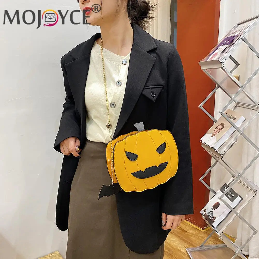 Glitter Pumpkin Shape Chain Messenger Bag Women Small Purse Crossbody Bags