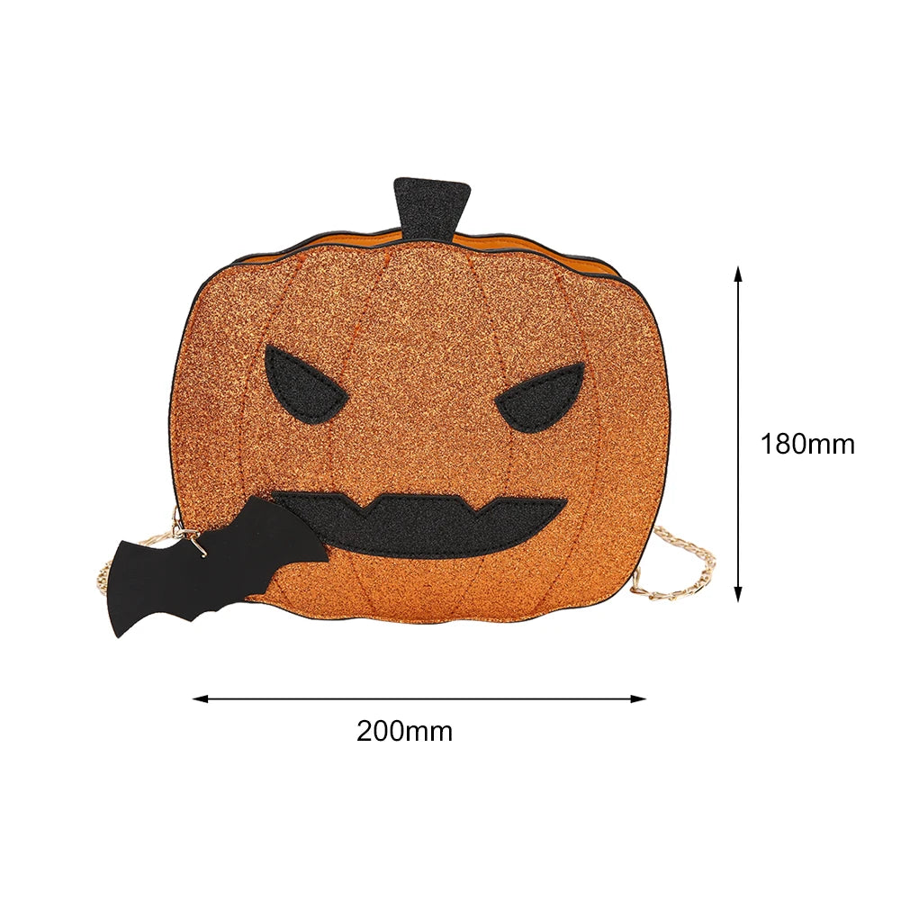 Glitter Pumpkin Shape Chain Messenger Bag Women Small Purse Crossbody Bags