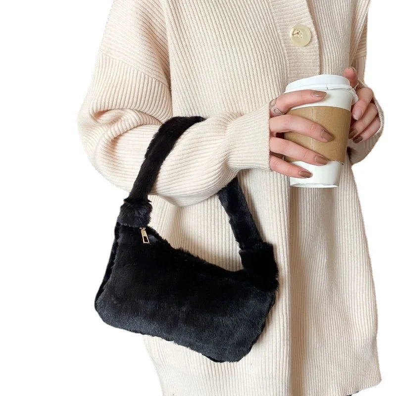 Plush Shoulder Bag High-grade Feeling Braid Handbag