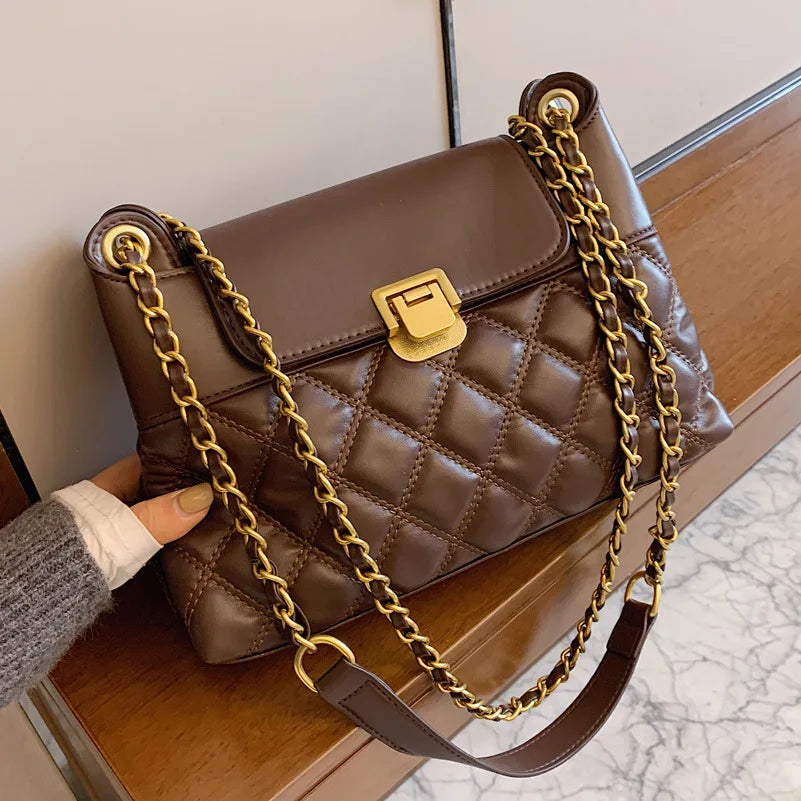 Diamond Lattice Chain Handbags Women Shoulder Crossbody Bags