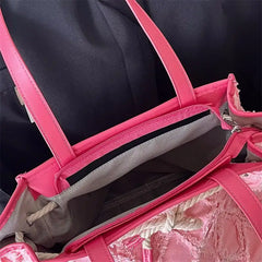 Diamond Tassel Handbag Women's Canvas Tote Bag Solid Shopping Shoulder Bag