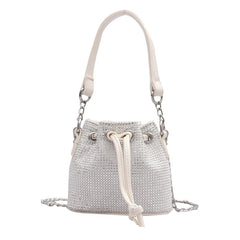 Diamonds Bucket Chain Shoulder Bags Women Rhinestones Drawstring Totes