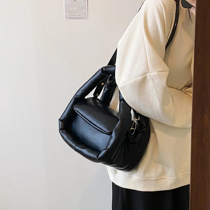 Quilted Crossbody Bag for Women, Down Padded Shoulder Tote Clutch