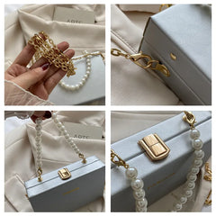 Small Shoulder Messenger Bag with Pearl Chain for Wedding Party