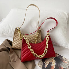 Embossed PU Leather Chain Shoulder Bag for Women Daily Clutch