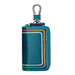 Embroidery Cowhide Key Wallet Double Layer Key Organizer