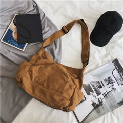 Fatchels Large Canvas Shoulder Bag Soft Denim Winter Travel Bag