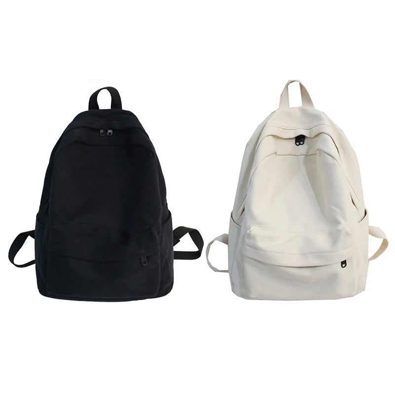 Female Canvas Backpack Women Solid Backpack for College School