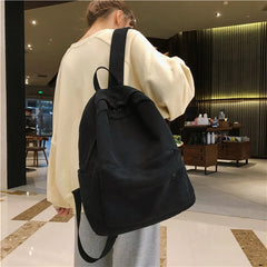 Female Canvas Backpack Women Solid Backpack for College School