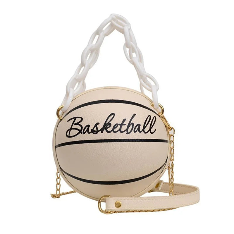 Pink Leather Basketball Bag Crossbody Chain Hand Bags