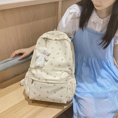 Floral Backpack Nylon Preppy Style Large Capacity Teen Girl Bags