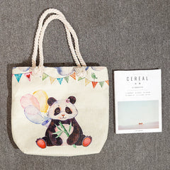 Floral Letter Printed Handbags Women Shopping Tote Bags