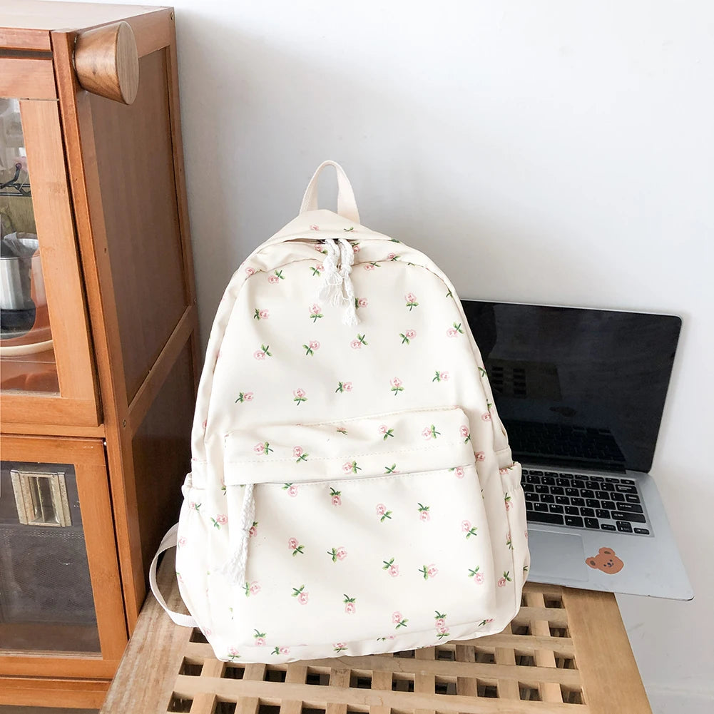 Floral Printed Backpack for Women Travel Flower Large Capacity Student Girls
