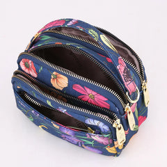 Flower Pattern Small Handbag Purses Waterproof Nylon Shoulder Bag for Women