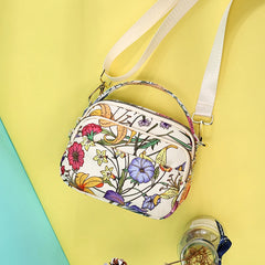 Flower Pattern Small Handbag Purses Waterproof Nylon Shoulder Bag for Women