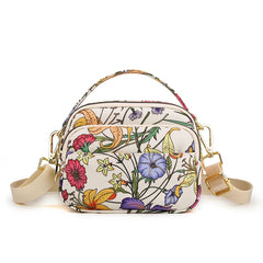 Flower Pattern Small Handbag Purses Waterproof Nylon Shoulder Bag for Women