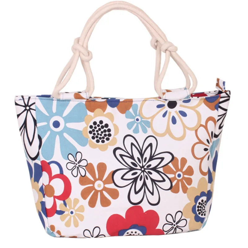 Floral Canvas Shoulder Bag Large Tote Handbag