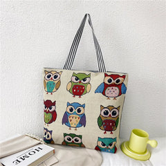 Flower Print Canvas Tote Bag for Women - Casual Graffiti Shoulder Bag