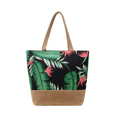 Floral Print Canvas Shoulder Bag for Women Big Size