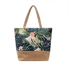 Floral Print Canvas Shoulder Bag for Women Big Size