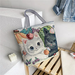 Flower Print Canvas Tote Bag for Women - Casual Graffiti Shoulder Bag
