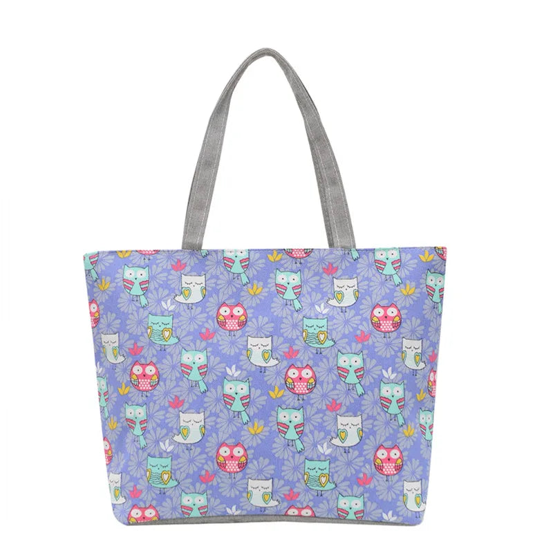 Women Large Tote Handbag Floral Canvas Shoulder Bag