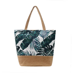 Floral Print Canvas Shoulder Bag for Women Big Size