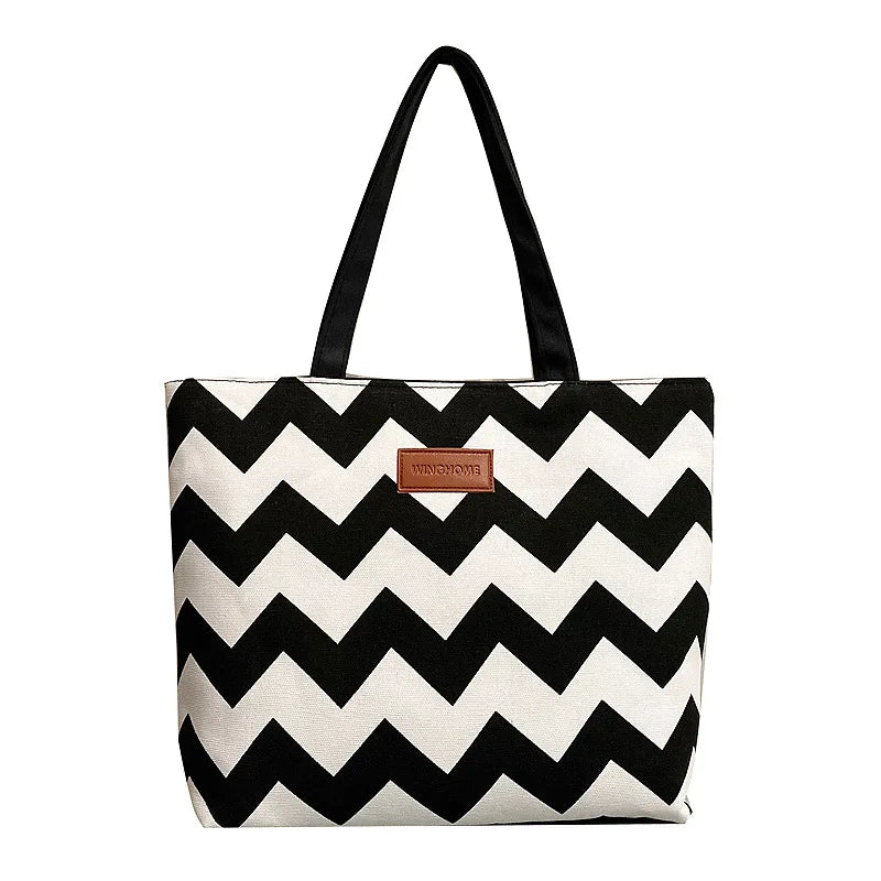 Canvas Flower Printing Shoulder Bag Tote