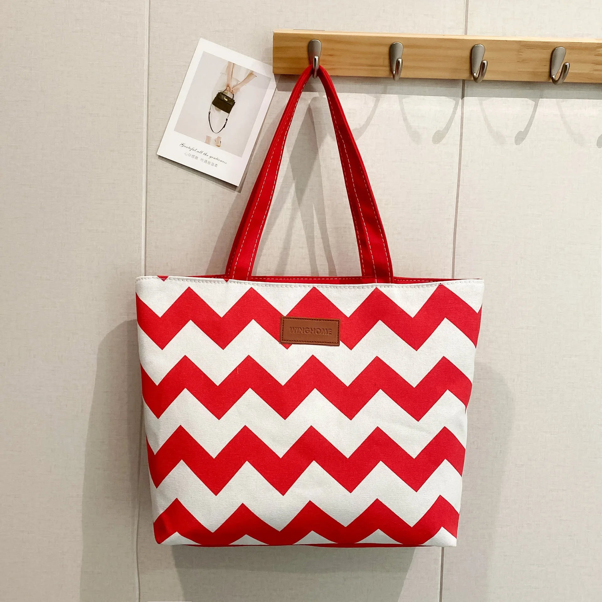 Canvas Flower Printing Shoulder Bag Tote