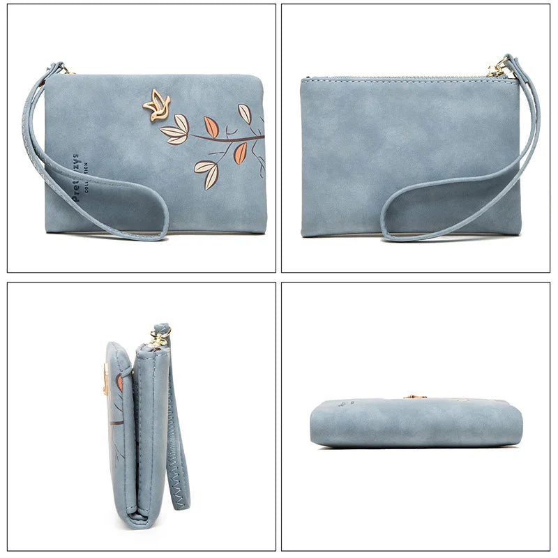 Fresh Flower Small Wallet Soft Leather Ladies Purses Short Female Wallet
