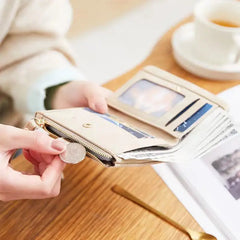Fresh Flower Small Wallet Soft Leather Ladies Purses Short Female Wallet