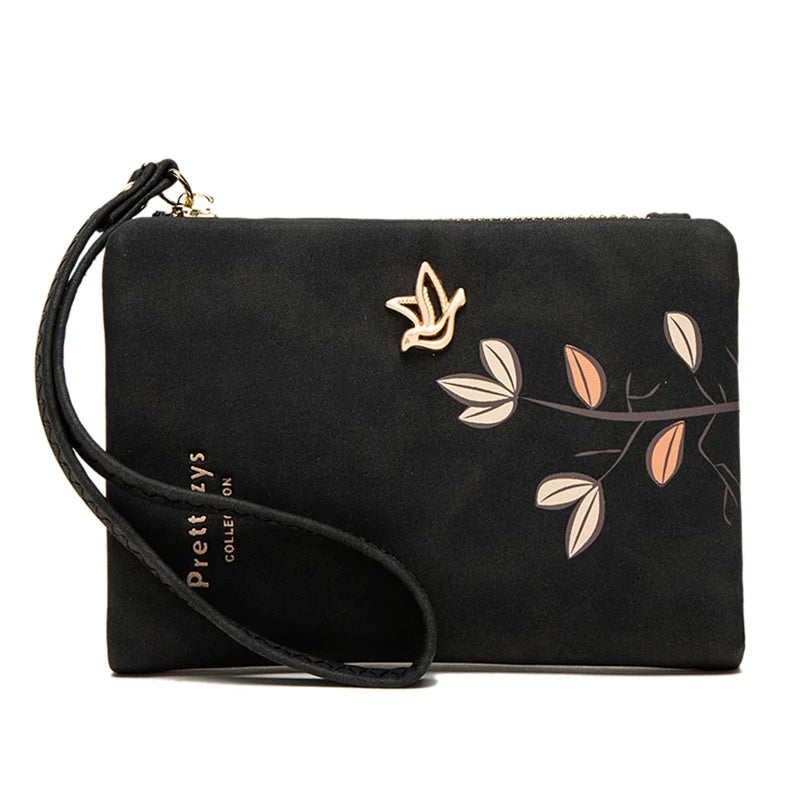 Fresh Flower Small Wallet Soft Leather Ladies Purses Short Female Wallet