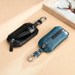 Leather Car Key Wallet Waterproof Zipper Keys Organizer Men Casual Key Cover