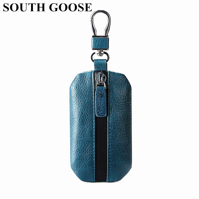 Leather Car Key Wallet Waterproof Zipper Keys Organizer Men Casual Key Cover