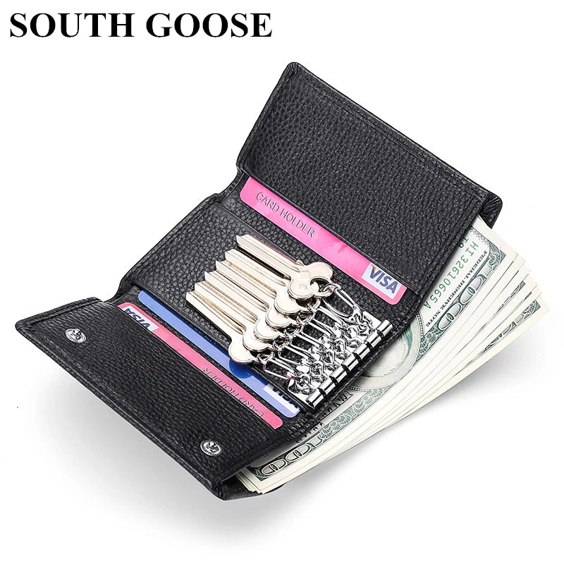 Leather Key Wallet Multifunction Keys Organizer Men Car Key Holder Keychain