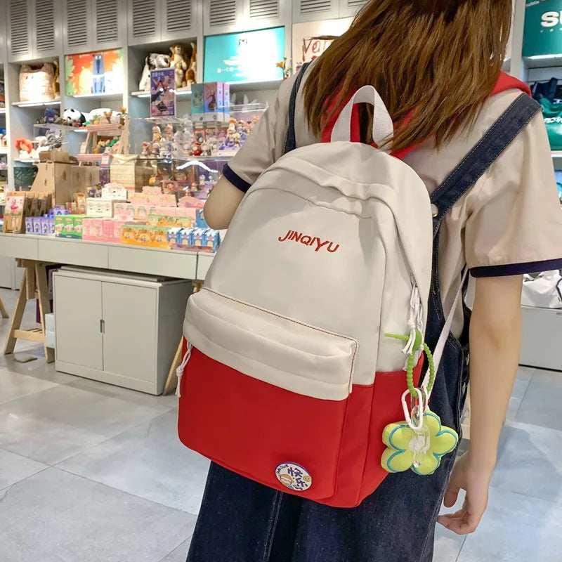 Girl College School Bag Casual Women Backpack Striped Book Packbags