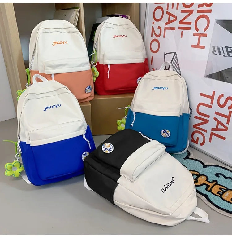 Girl College School Bag Casual Women Backpack Striped Book Packbags