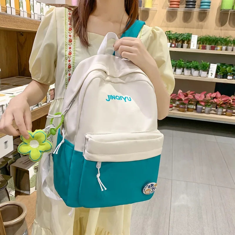 Girl College School Bag Casual Women Backpack Striped Book Packbags