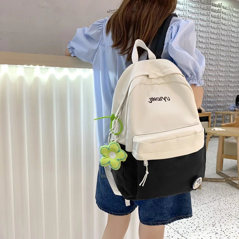 Girl College School Bag Casual Women Backpack Striped Book Packbags