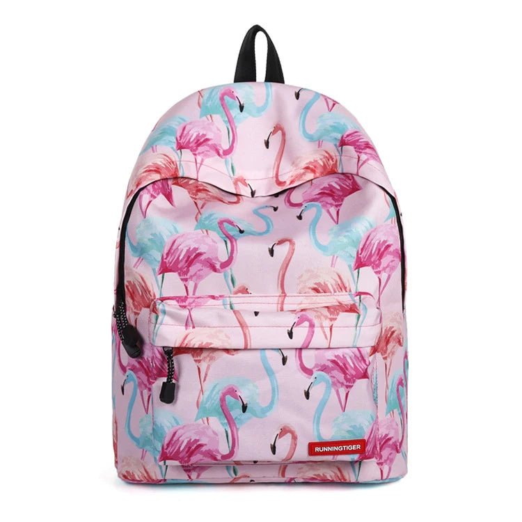 Flamingo Print Backpack for Teenage Girls - Waterproof School Laptop Bag
