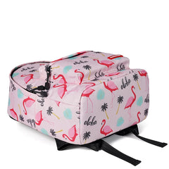 Flamingo Print Backpack for Teenage Girls - Waterproof School Laptop Bag