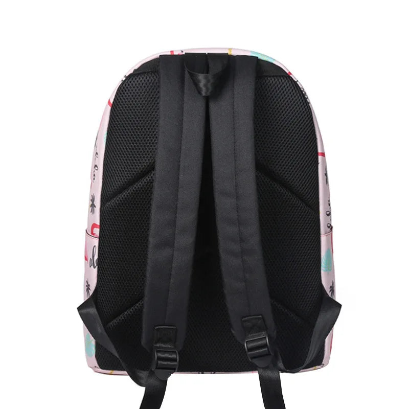 Flamingo Print Backpack for Teenage Girls - Waterproof School Laptop Bag
