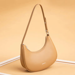 Half Moon Underarm Bags Soft Leather Women Handbag Fit Working Party