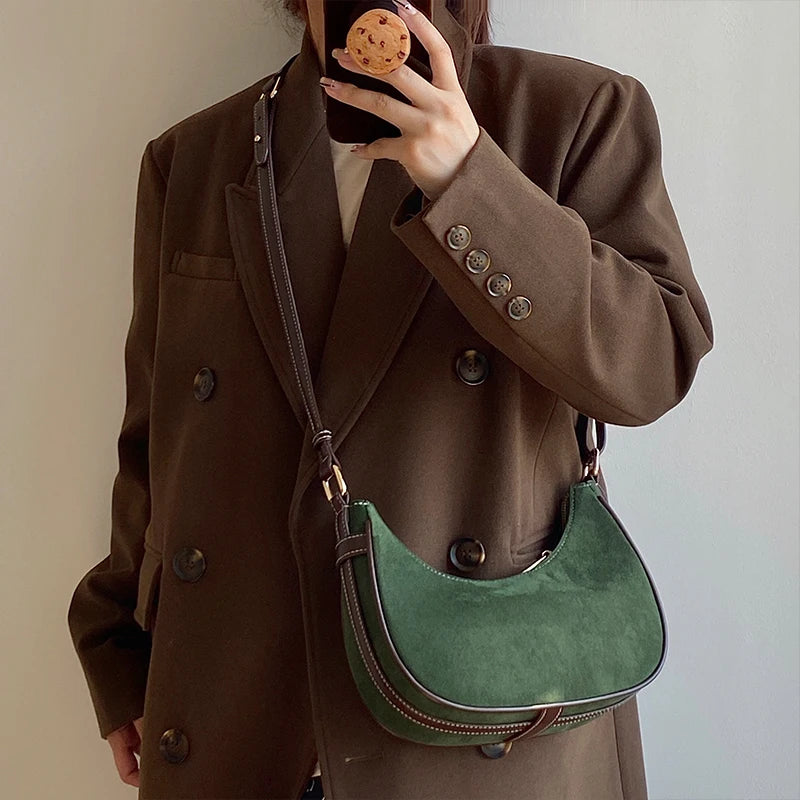 Half Moon Vintage Green Women's Purse Handbag